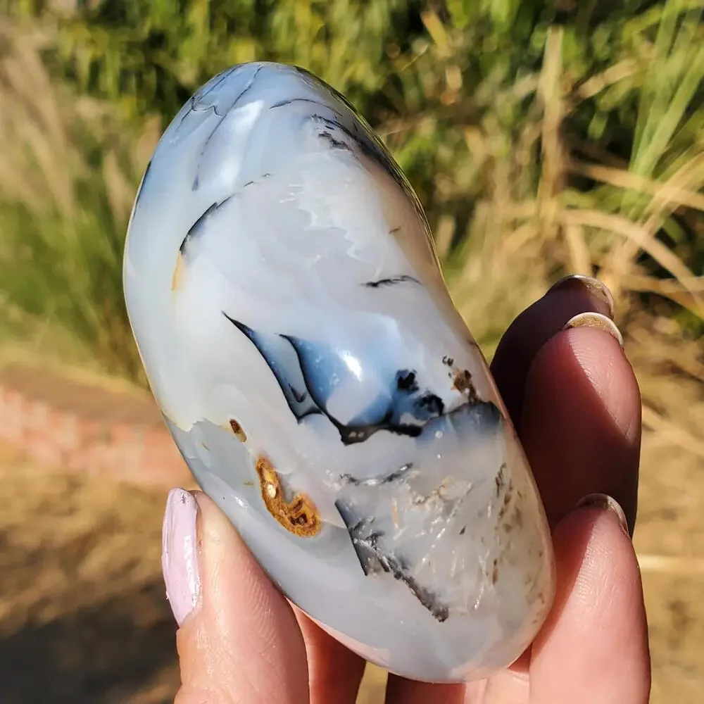 Dendritic Agate Multi-Color Pattern Translucent Freeform Crystal 258 Grams